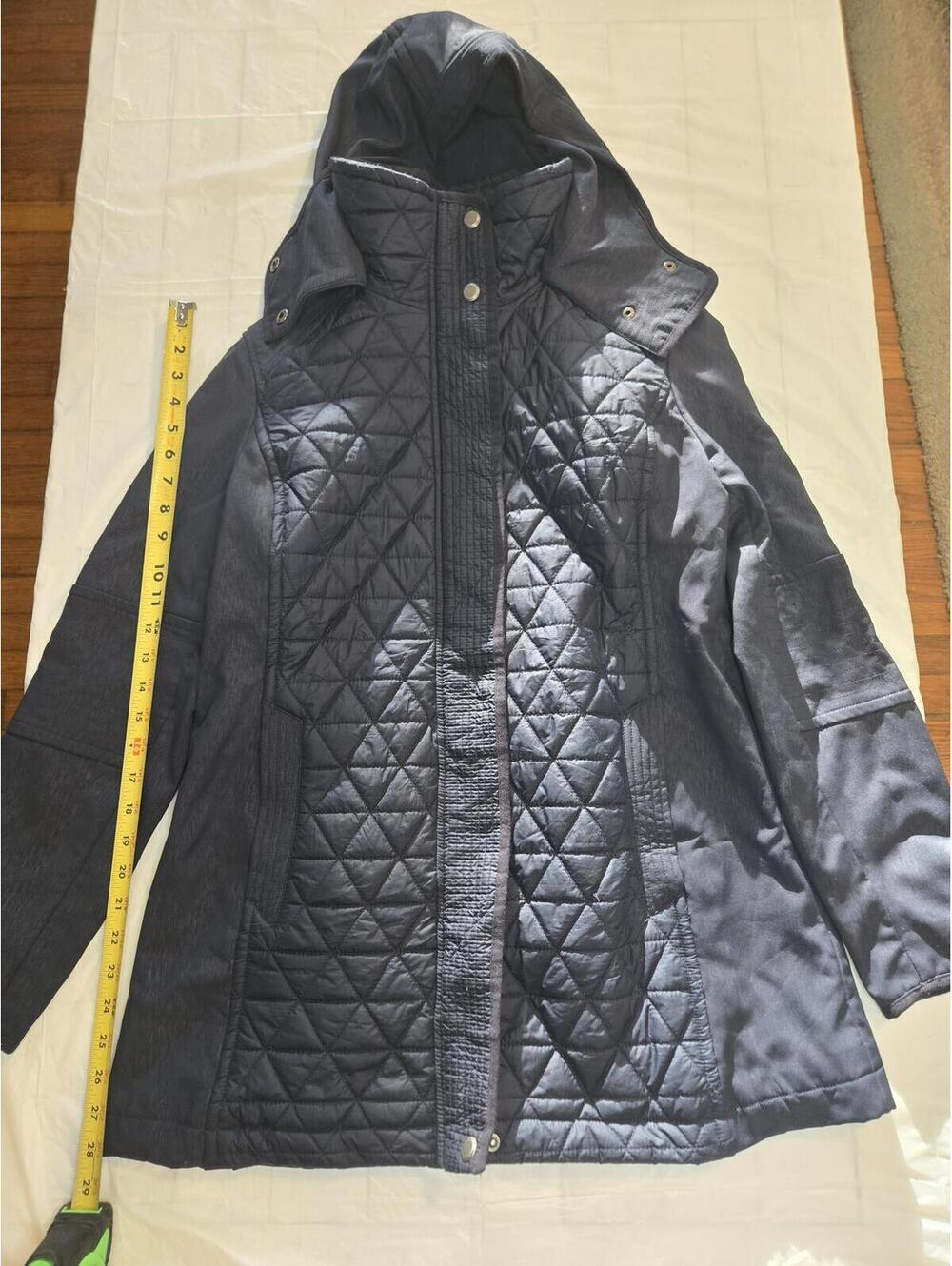 Marc New York Andrew Marc Quilted Hooded Jacket Women’s Size L Black Full Zip